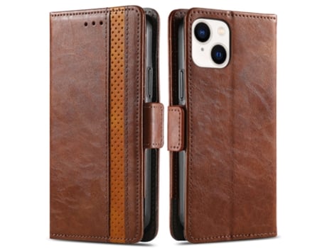 Capa Quedas Bloqueio Rfid Para Iphone 15 Caseneo Pele Sintética Castanho