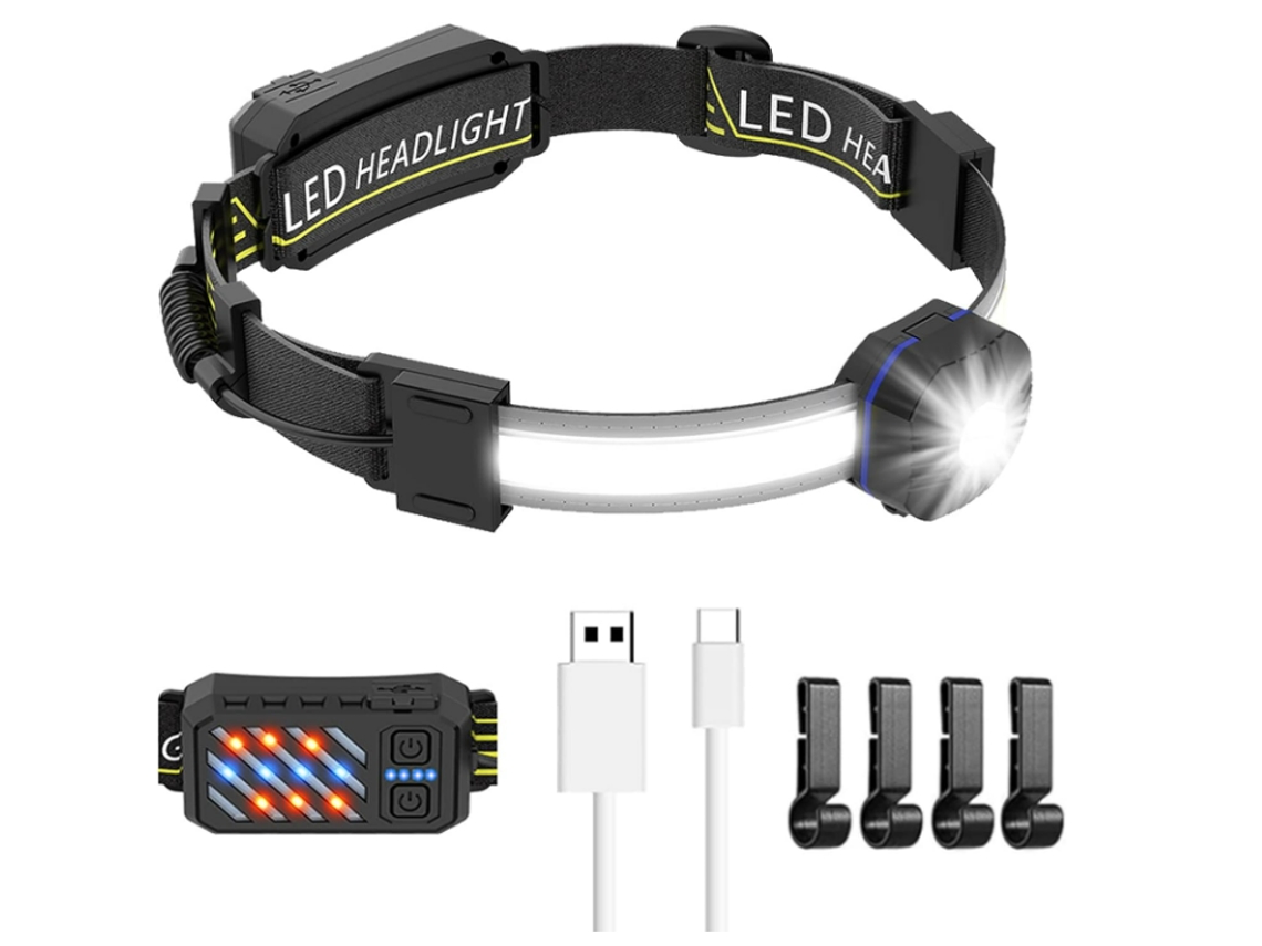 Farol À Prova Dágua Com Luz Vermelha Branca, Farol De 10 Modos Para Pesca De Acampamento Ao Ar Livre 1 Pacote Yizhood (preto)