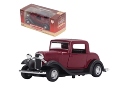 Primerox modelo de Carro Clássico 1:32 de Liga com Portas Abrindo e Mecanismo Pullback Vintage