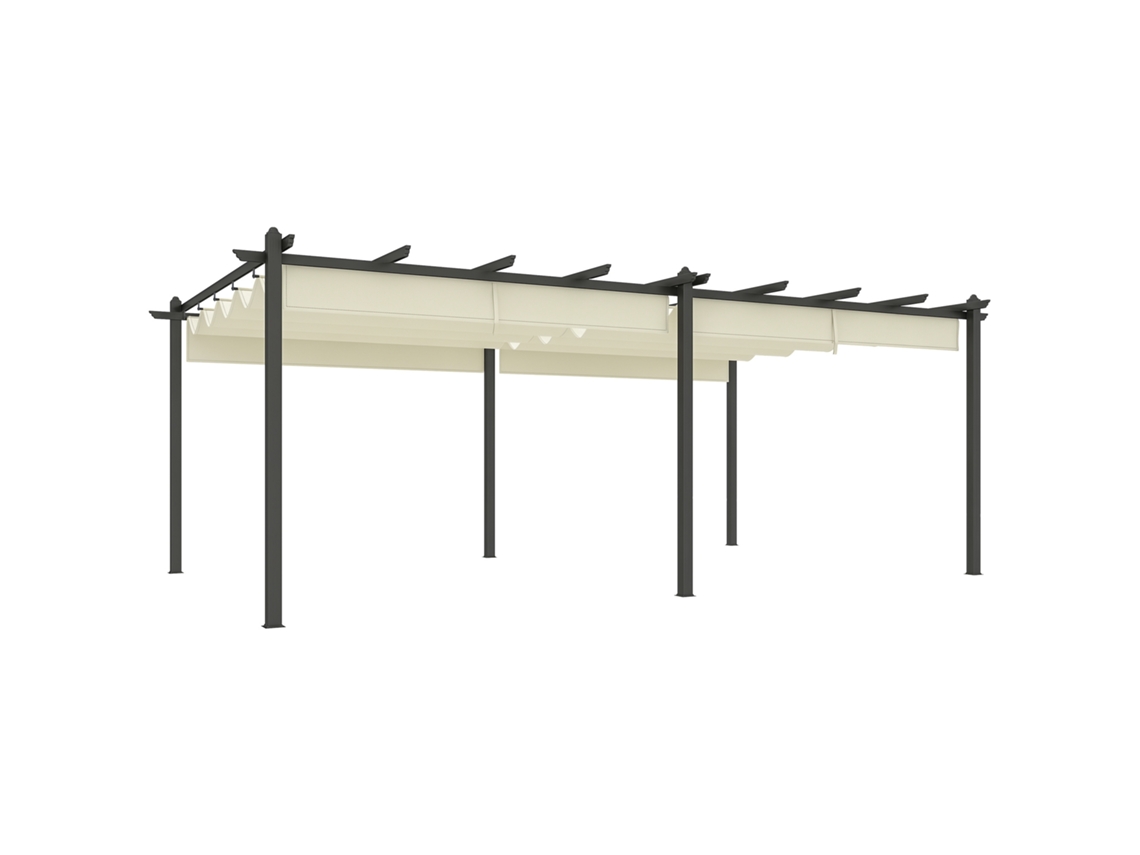Pérgula Retrátil 3,5x6m, Alumínio + Poliéster, Bege