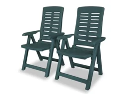 Vidaxl Conjunto De 2 Cadeiras Reclináveis Dobráveis De Plástico Verde.
