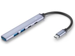 EWENT Ew1149 Hub de interface USB 3.2 Gen 1 3.1 Gen 1 Type-C 5000 Mbit/S cinza prateado