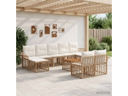 Vidaxl Conjunto De Sofás Para Exterior 10 Unid. Natural E Branco Creme