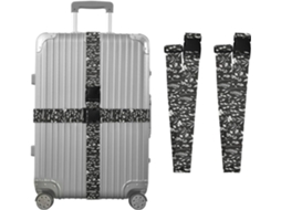 Conjunto De 2 Cintas Bagagem Personalizáveis Com Fivelas Para Malas, Nas Cores Branco Grama E Preto