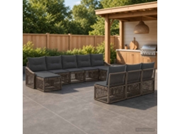 Vidaxl Conjunto De Sofá De Jardim 10 Pcs Cinzento Vime Pe