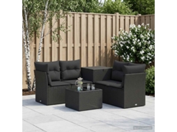 Vidaxl Conjunto De Sofás 6 Unid. Preto Rattan Poliéster E Aço