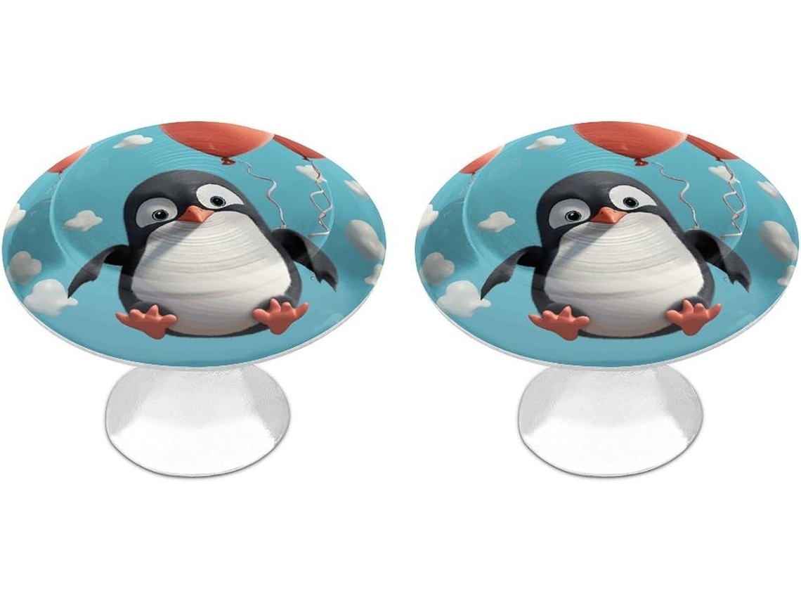 Conjunto De 2 Puxadores Aço Inoxidável Para Armários Cozinha, Com Design Personalizado De Pinguim Fofo Balão Ideais Para