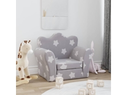 Vidaxl Sofá-cama Infantil C/ Estrelas Pelúcia Cinzento-claro