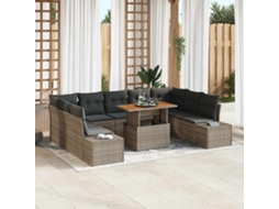 Vidaxl Conjunto De Sofá De Jardim 10 Unid. Cinza E Marrom