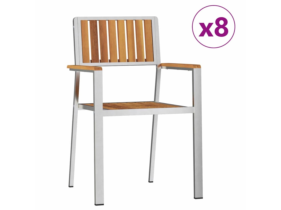 Maison Exclusive - Cadeira De Jardim 8 Pcs Castanho Madeira Sólida De Acácia