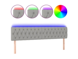 Cabeceira com luzes LED em tecido cinza claro MAISON EXCLUSIVE (180x7x78 cm)
