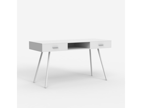 Secretária estilo nórdico escandinavo branco com 2 gavetas 150x60cm Sidney Office24