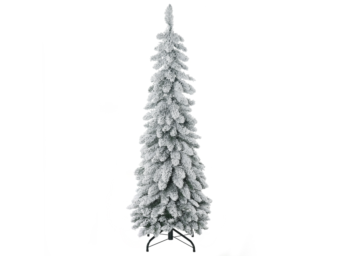 Árvore de Natal artificial com suporte de aço, 253 galhos nevados, base dobrável, 135cm verde | S/MARCA