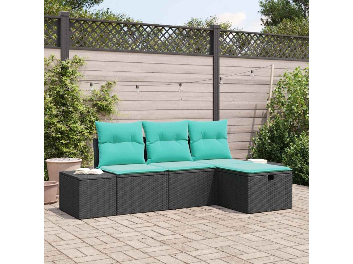 Vidaxl Conjunto De Sofá De Jardim 4 Unid. Vime Pe