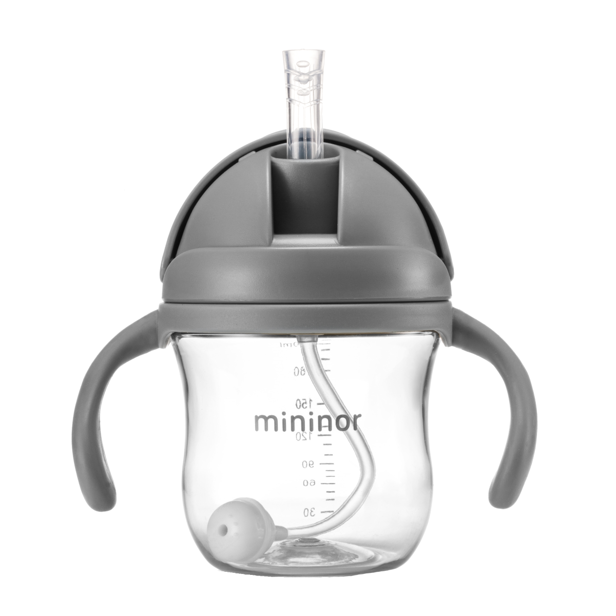 Biberão MININOR Straw Bottle Tritan Grey Seal 220 ml