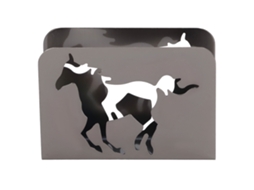 Porta Servilletas De Hierro Artístico Caballo Vertical Multifunción Decoración Mesa Plata Negro