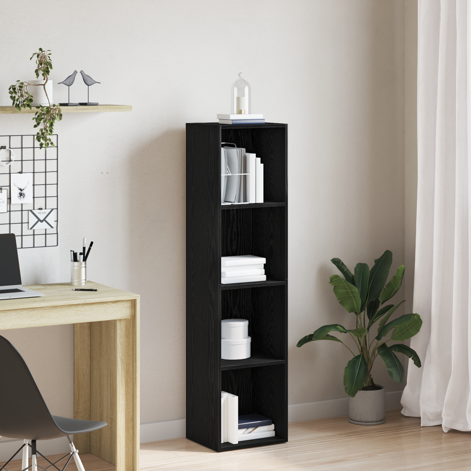 Vidaxl | Gabinete De Livros | Carvalho Preto 36 X 30 X 143 Cm