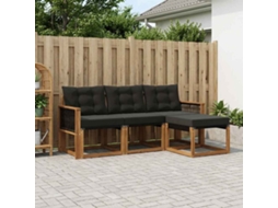 Vidaxl Conjunto De Sofás Para Exterior 4 Unid. Natural E Preto