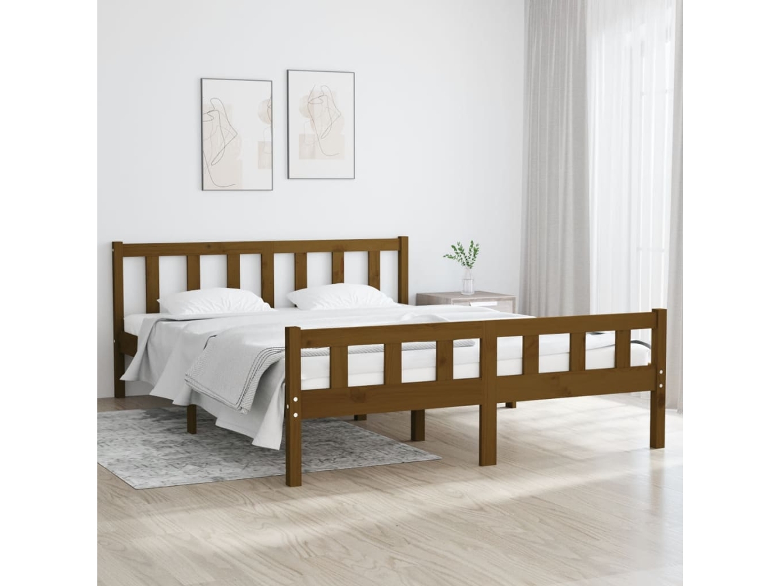 Vidaxl Estrutura De Cama 120x200 Cm Madeira Maciça Castanho Mel