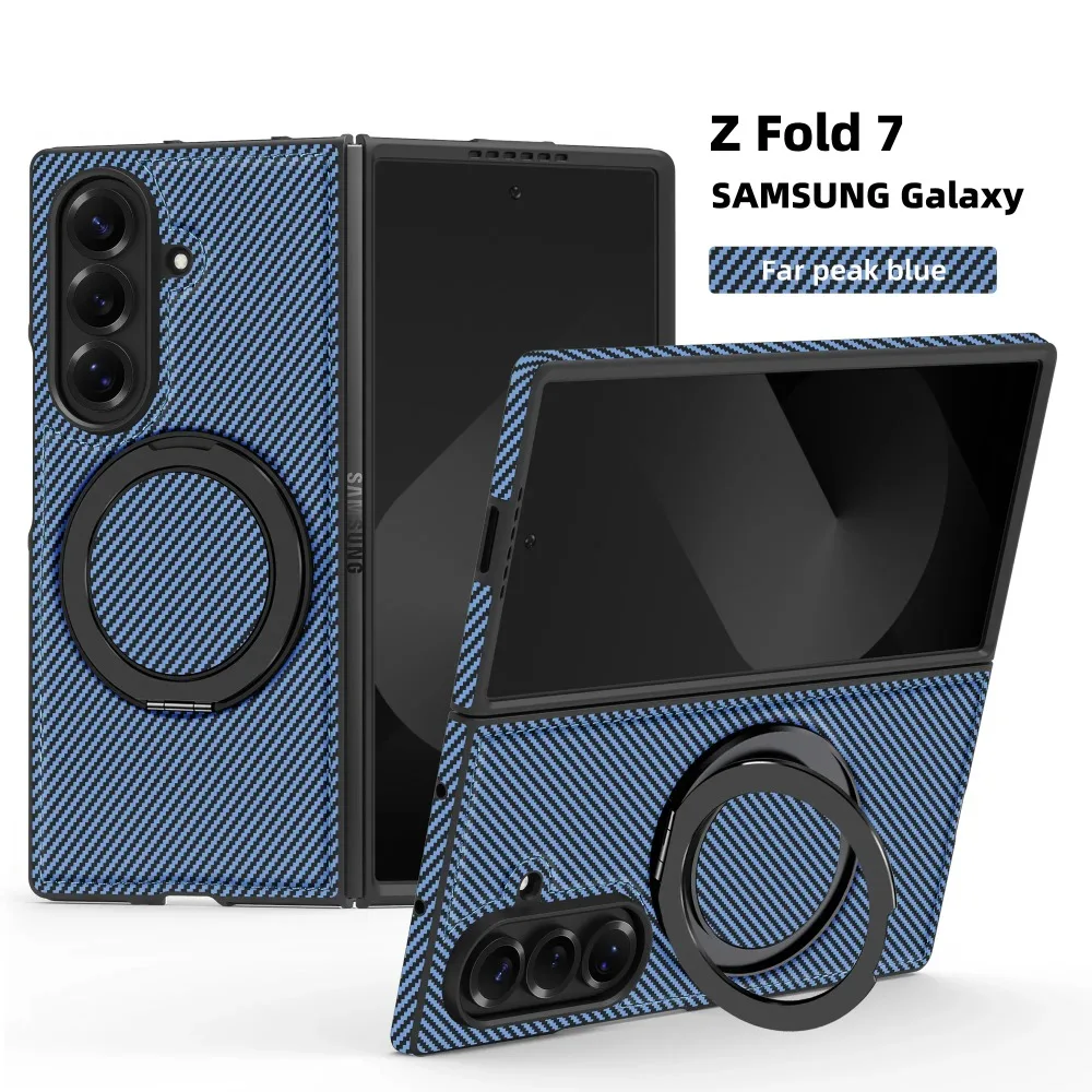 (azul Claro, Galaxy Z Fold4) Capa Protetora Magnética Com Textura De Fibra De Carbono, Compatível Com Magsafe, Suporte Giratório De 360°