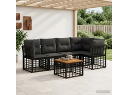 Vidaxl Conjunto De Sofás Para Exterior 6 Pcs Preto E Cinza Escuro