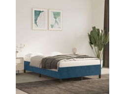 Vidaxl Estrutura De Cama Com Colchão Azul Escuro 120x190 Cm Veludo