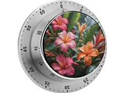 Temporizador Digital De Aço Inoxidável Com Estampa Flores Tropicais