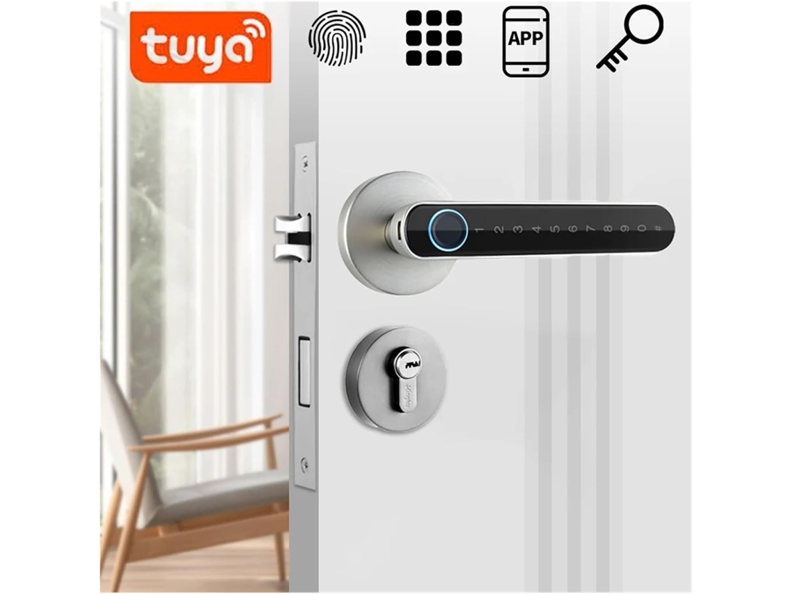 Serrure de Porte Électronique Intelligente, Biométrique, Compatível com o Aplicativo Tuya SFUSHOS
