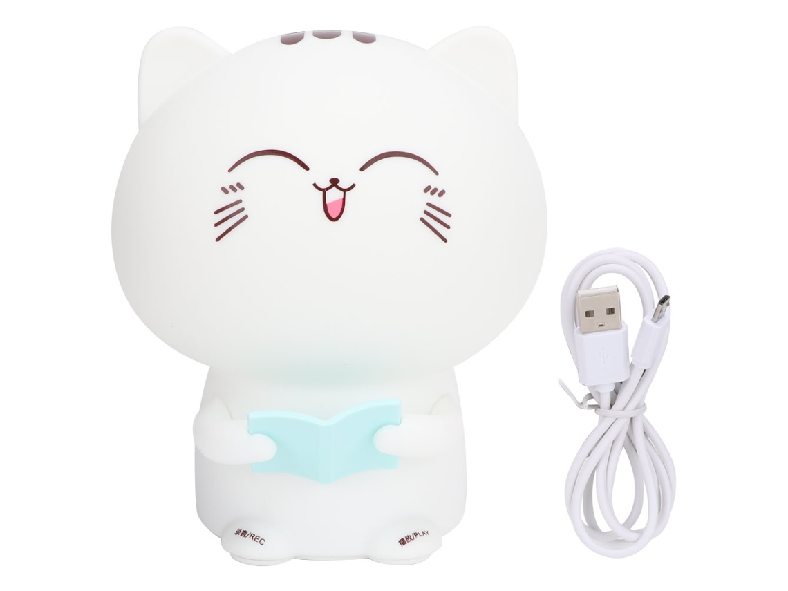 2026 lâmpada Noturna Led de Silicone Gatinho Bonito Colorido com Carregamento Usb para Lar e Quarto (azul)