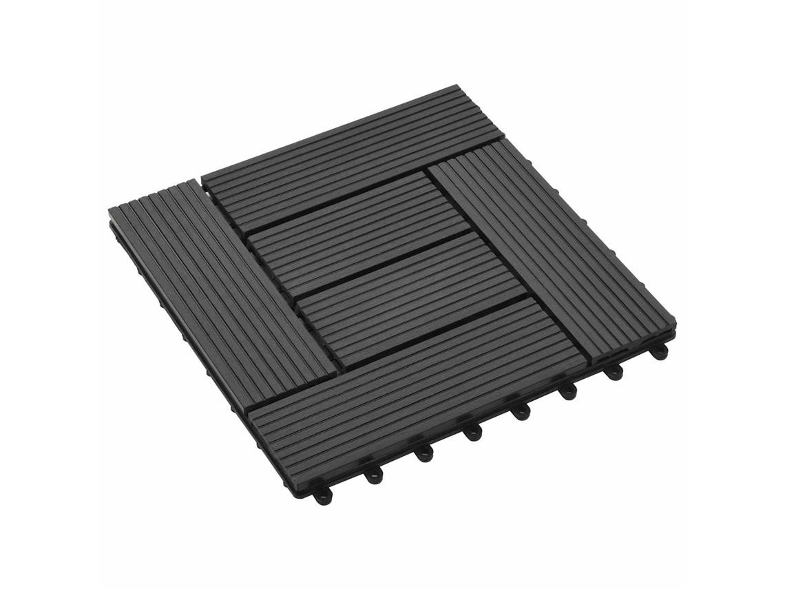 Vidaxl Telha De Deck 11 Pcs Preto 30 X 30 Cm Wpc