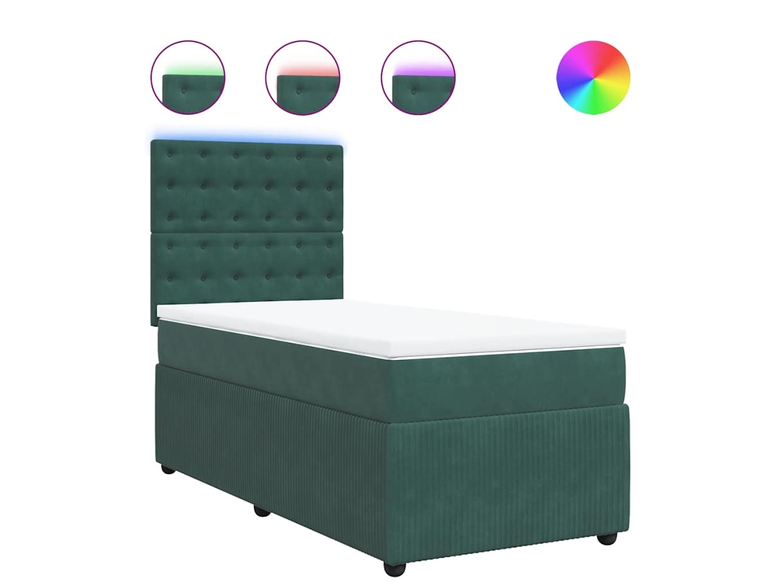 Cama com Molas/colchão 90x200 Cm Veludo Verde escuro MAISON EXCLUSIVE