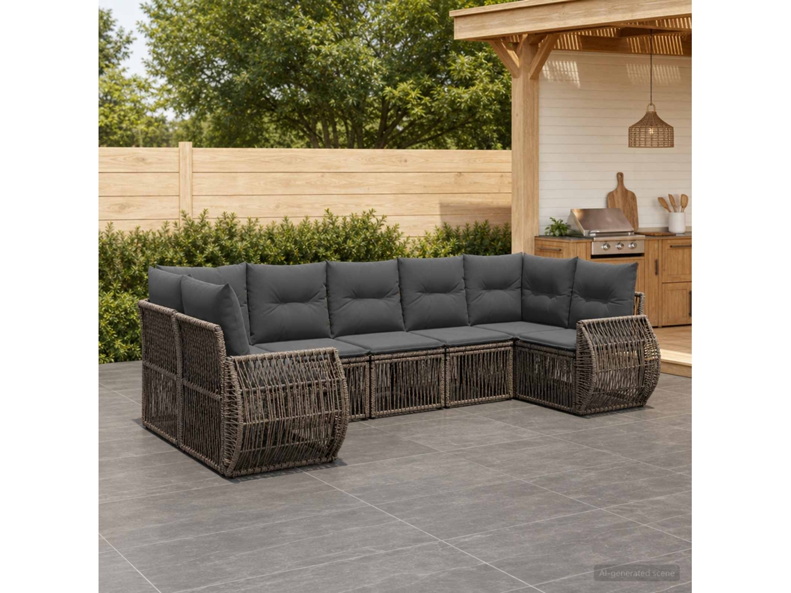 Vidaxl Conjunto De Sofá De Jardim 7 Unid. 7-número De Lugares
