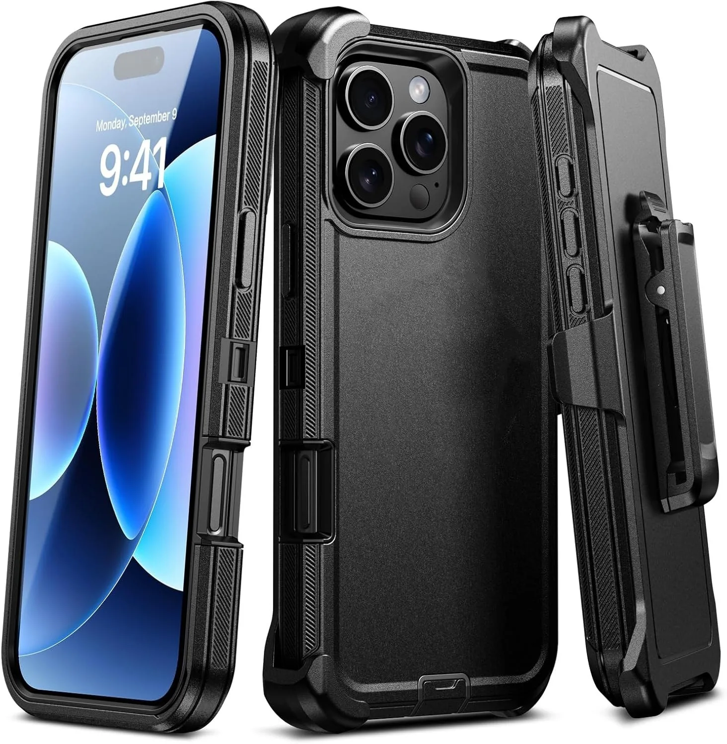 (preto, Iphone 17 Pro Max) Capa Resistente 3 Em 1 Para Celular Com Clipe À Prova De Choque