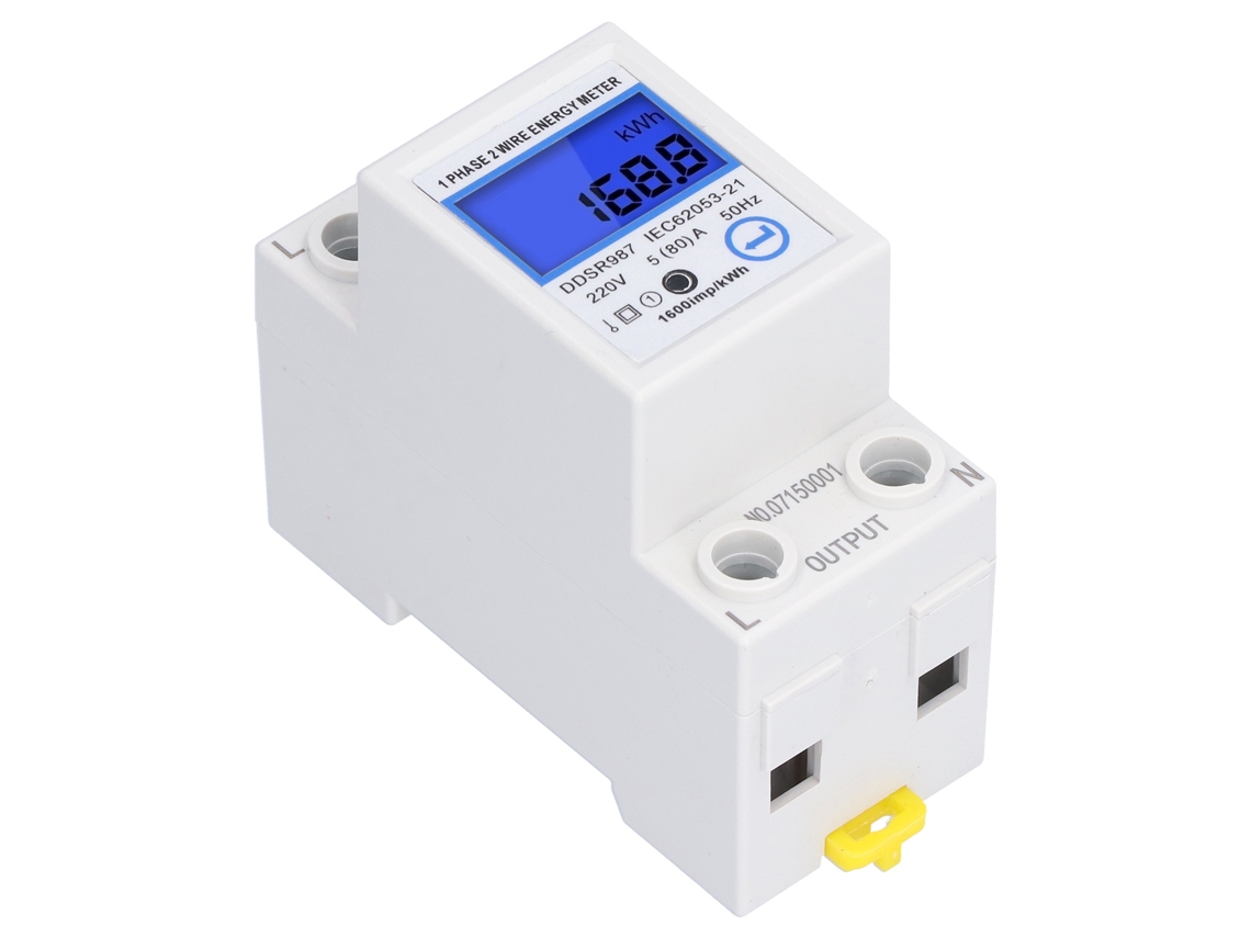 Laxiscreed Medidor Digital De Energia Eléctrica Monofásico Com Display Lcd Para Fixação Em Trilho Din