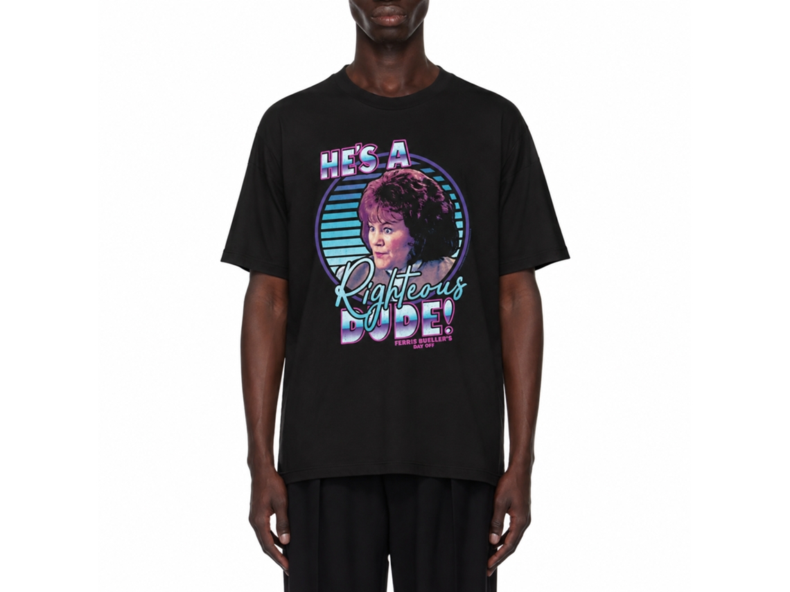 Rockinstone Ferris Bueller's Day Off Righteous Black Adult T-shirt Size:s