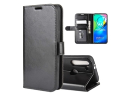 Capa Protetora Horizontal Texturizada Para Motorola Moto G8 Power R64 Com Suporte, Compartimentos Para Cartões, Carteira E Porta-retratos.