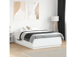 Vidaxl Estrutura Cama C/ Luzes Led 135x190 Cm Derivados Madeira Branco