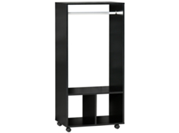 Roupeiro Melamina de Madeira e Liga de Alumínio Cor Preto 60x40x128cm Homcom