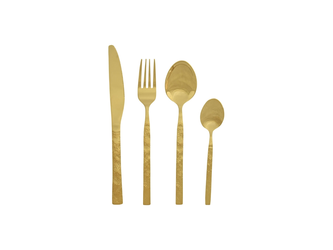 Faqueiro Casa Esprit Dourado Aço Inoxidável 15 X 7 X 24 Cm 16 Peças