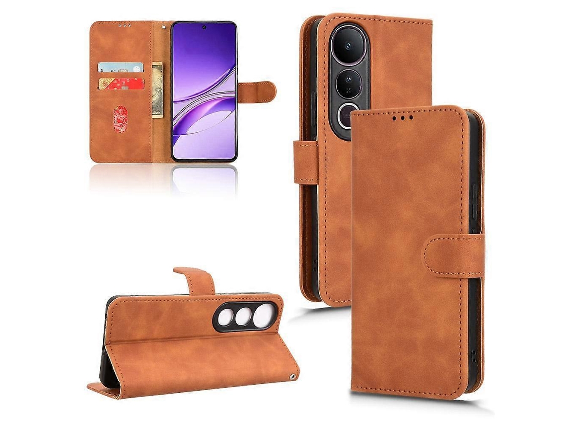 Capa De Celular De Couro Com Flip Magnético Skin Feel