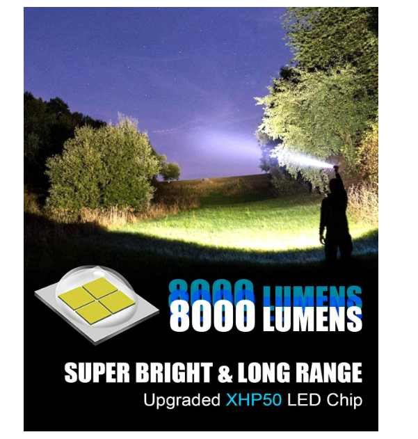 500000 lumens led lanterna usb recarregável embutido bateria impermeável  lanterna ao ar livre super iluminação dreamcast
