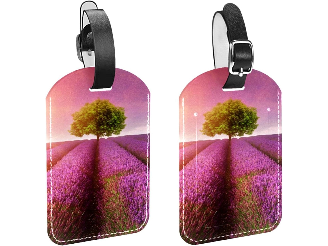 Conjunto De 2 Etiquetas Viagem E Bagagem Masculinas Design Campo Lavanda Poliuretano
