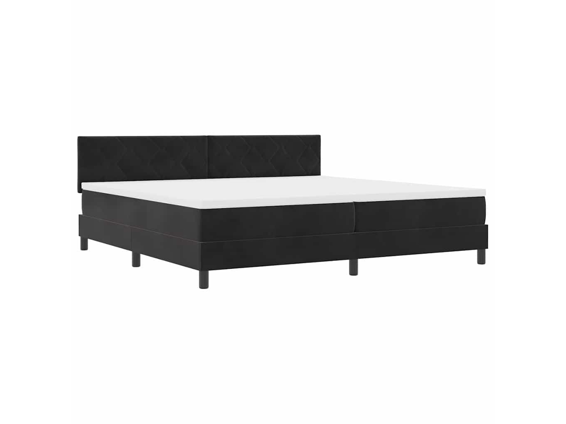 Maison Exclusive - Cama Box Spring Led Com Fitas Led Preto 200 X 200 Cm Veludo