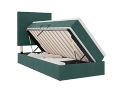 Cama com Arrumação e Led Verde Escuro 90 X 190 Cm Veludo MAISON EXCLUSIVE