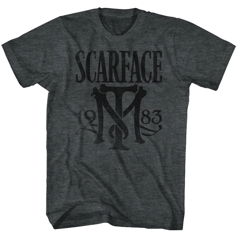 Unisex Adult T-shirt Rockinstone Scarface Movie Symbol Heather Black Sizes
