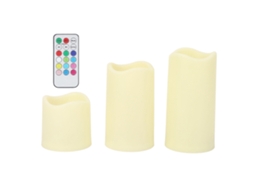 3pcs Velas Led Sem Chama Rgb com Controle Remoto e Temporizador para Casamento e Festas