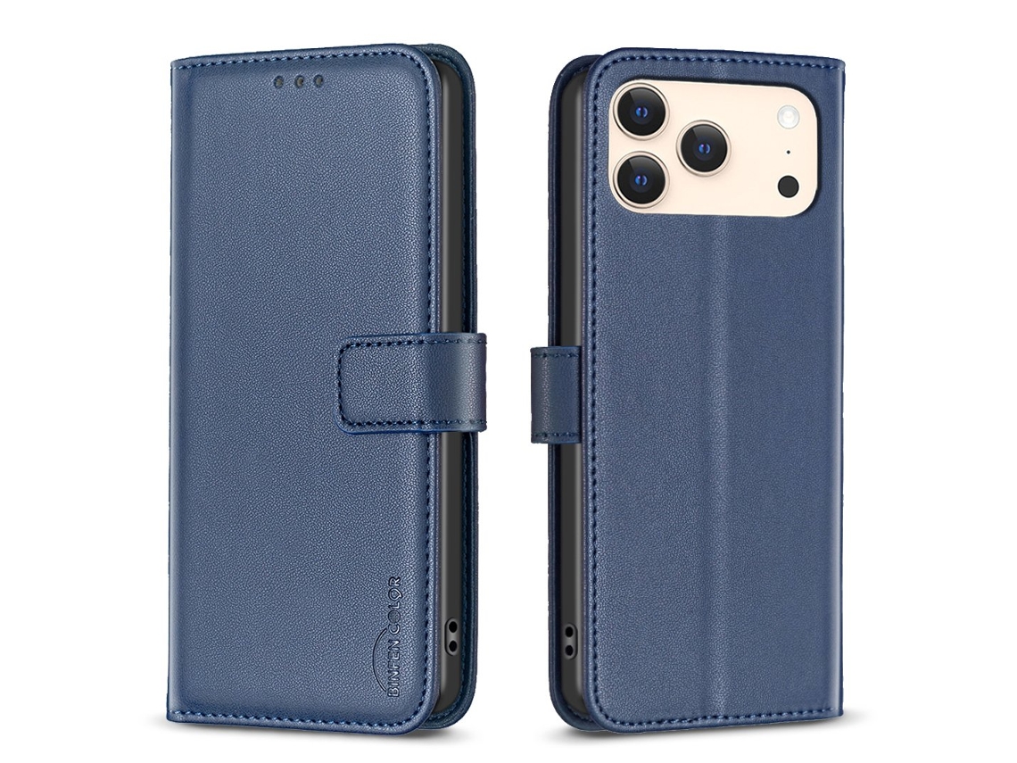 Capa De Couro Azul Para Iphone 17 Pro Da Binfen