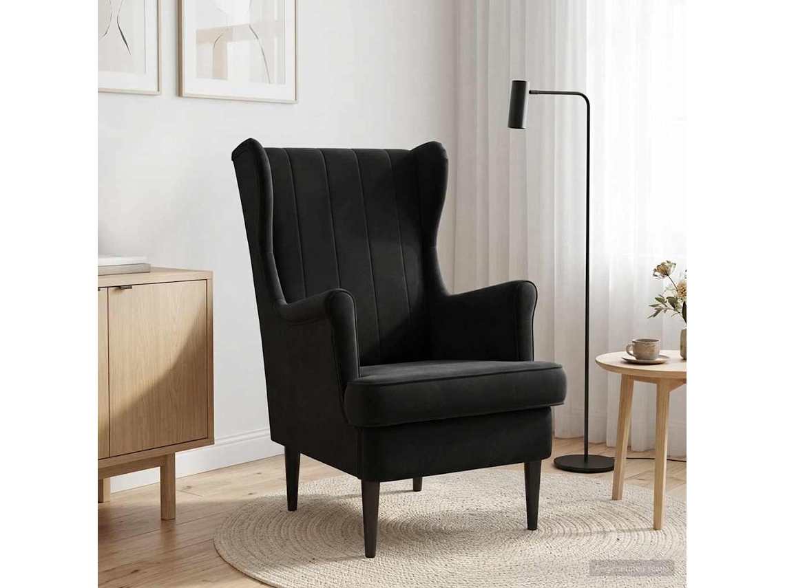 Vidaxl Poltrona Preto Veludo
