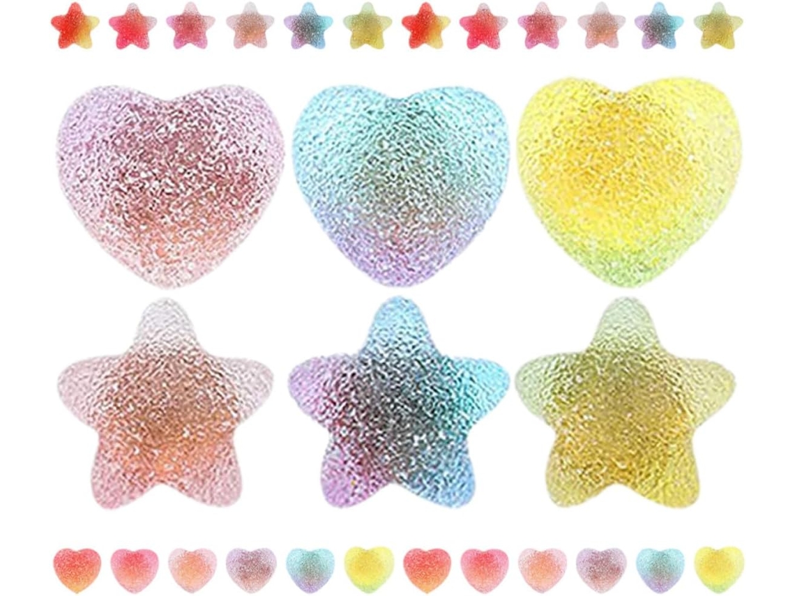 Coheali Conjunto De 30-tachinhas Decorativas Com Glitter Em Formato Estrela E Coração, Multiuso Para Escritório E