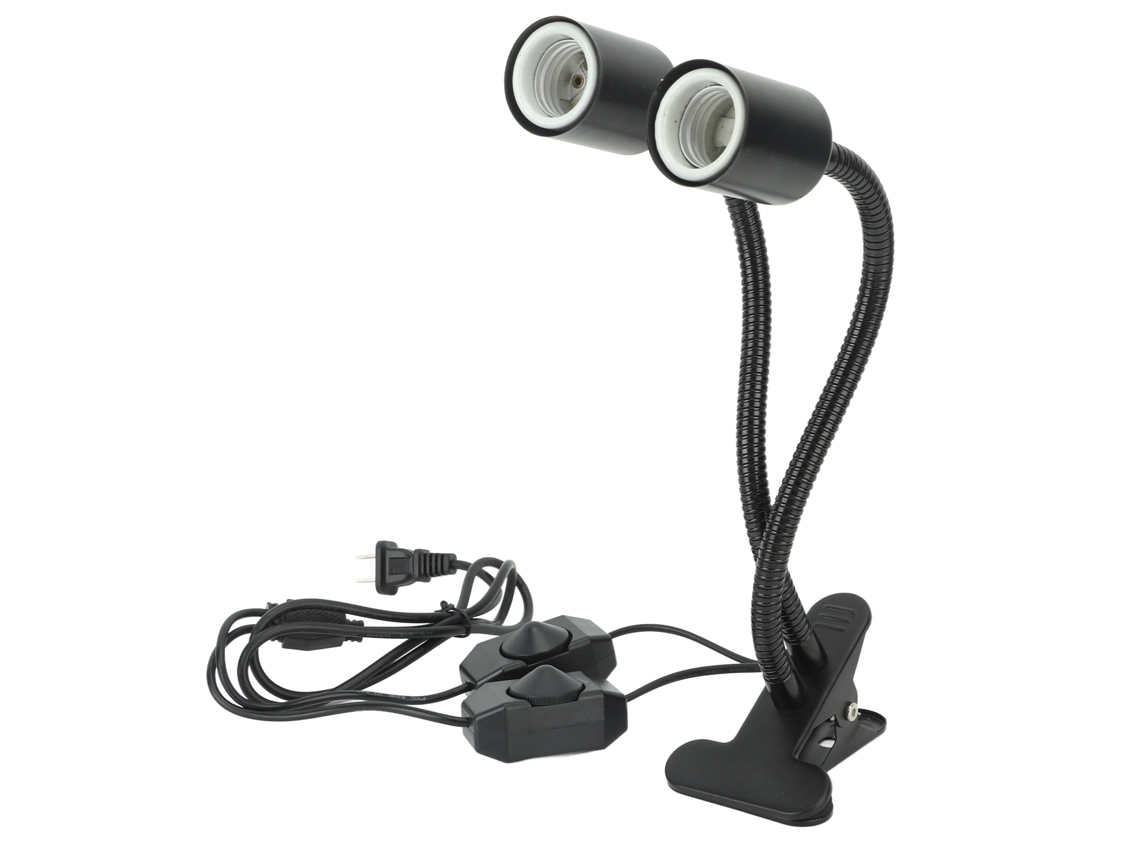 2026 luz Led para Répteis Uva Uvb com Duas Cabeças, Suporte E27, Pescoço de Cisne e Pinça, Lâmpada de Aquecimento Ajustável